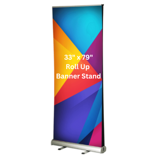 33"x79" Aluminum Retractable Roll up Banner Stand Conference Display Trade Show Promotion Sign